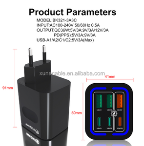 شاحن هاتف محمول جديد متعدد المنافذ 6 PD20W 3PD <span class=keywords><strong>50W</strong></span> سريع الشحن QC3.0 - Product Image 3