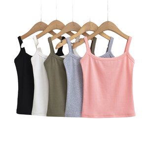 Women's Summer Short <b>Top</b> Breathable <b>Knitted</b> Fabric Sexy Slim Wear with Casual Style Solid Color Base - Product Image 1