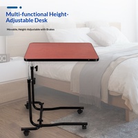 Table de lit médicale en acier de classe I MK06009 avec roulettes, réglable en hauteur, pour ordinateur portable, bureau de chevet, utilisation à l'hôpital, à la maison ou dans la chambre