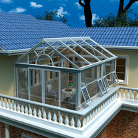 Ruang Santai Kaca Modern Tahan Air Yuantai, Rumah Kaca Atap Miring untuk Halaman Belakang, Solarium, Konservatori, Ruang Taman, Ruang Santai dengan Pemandangan Laut