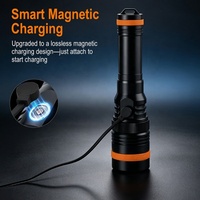 Lampe torche sous-marine rechargeable en alliage d'aluminium de 750 lumens, magnétique, zoomable, étanche, LED, pour la plongée