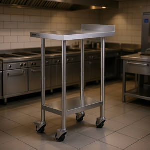 Mesa de Trabajo de Acero Inoxidable Vevor de 24 x 15 x 40 Pulgadas con Ruedas y Altura Ajustable, Mesa de Preparación para Cocina Comercial - Product Image 2