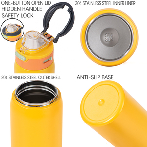 Gourde isotherme portable en acier inoxydable avec couvercle à ouverture rapide pour glace, double bec verseur et option paille, poignée de transport discrète - Product Image 5