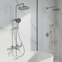 Système de douche et bain en acier inoxydable 304 couleur bronze, avec bec de baignoire, ensemble de douche murale effet pluie et douchette à main