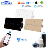 Interruptor de Luz Wifi de 2/4/6/8 Canales, Tipo 146, Botones Táctiles, Interruptor Inteligente Wifi Tuya, Compatible con Control por Voz de Google Home y Alexa