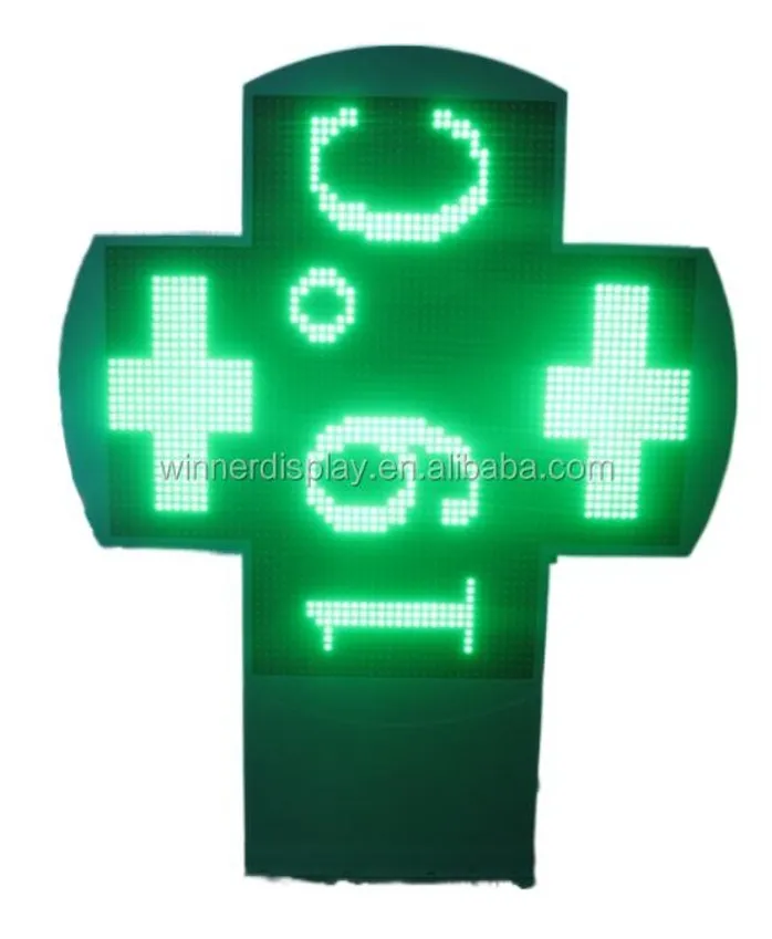 Hoge Resolutie Farmacia Teken Groen Croce Led Apotheek Licht Kruis Grote Verlichte Cross