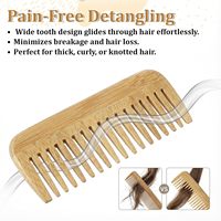Peigne à cheveux à dents larges de haute qualité, style classique portable, pour usage domestique ou en salon, étiquette privée personnalisée, peigne à barbe en bambou fait à la main