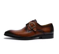 Stylish Monk Strap Shoes Goodyear Handmade Slip On Business Formal Dress Shoes