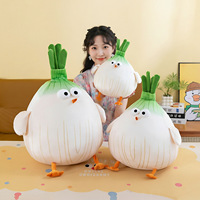 Coussin en peluche poulet ail, figurine de dessin animé poulet oignon vert, oreiller décoratif poussin échalote, cadeau