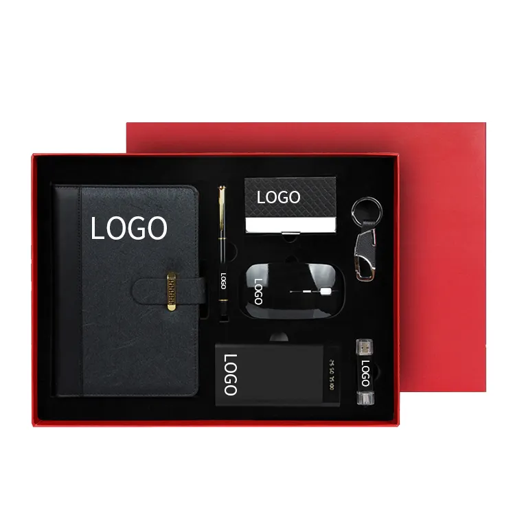 7 in1 benutzer definierte Logo Luxus Corporate Business Geschenk box Set Büro Werbe geschäft Tagebuch Notizbuch Geschenk artikel Corporate Geschenks ets