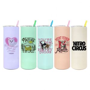 Nouveau gobelet isotherme droit et fin de 20 oz, mat, coloré, à sublimation, avec couvercles - Product Image 1