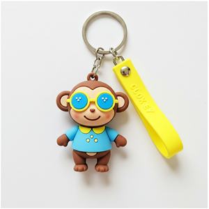 Porte-clés en caoutchouc personnalisable avec logo, motif lapin ou ours mignon, breloque animale, pendentif de voiture, vente en gros - Product Image 6