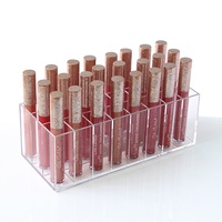 Vente en gros Présentoir en plexiglas transparent 24 grilles pour cosmétiques de beauté, maquillage, rangement, présentoir acrylique pour rouge à lèvres