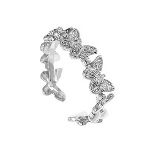 Manufacturer Direct Sale Round Cut Vvs1 Gra Moissanite Jewelry Minimal 14k Gold Filled Open <b>Adjustable</b> <b>Rings</b> White Butterfly - Product Image 2