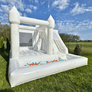 Nuovo Design bianco Combo castello gonfiabile casa di rimbalzo con scivolo e piscina palla gigante per il matrimonio e bambini che giocano - Product Image 4