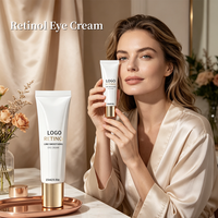 Crème Contour des Yeux au Rétinol Anti-âge et Anti-cernes Coréenne 15ml, Conforme aux Normes UE, avec Applicateur Massant, Marque Blanche