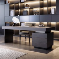 Bureau d'étude en bois mobile de luxe minimaliste italien, design haut de gamme, bureau d'ordinateur/d'écriture pour maison moderne, bureau de direction