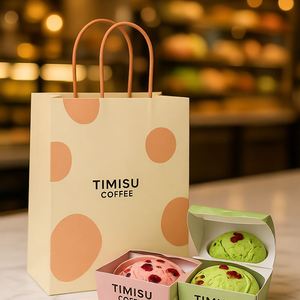 Custom Printed Eco-Friendly Durable <b>Biodegradable</b> Kraft Paper Ice Cream Bag with Heavy Duty Handle for Food <b>Packaging</b> - Product Image 2