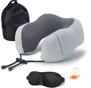 Cooling Set Eye Mask Neck Rest Cushion 3 in 1 U -Shaped Neck Pillow Memory Foam Travel Neck Pillow