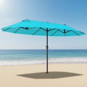 Sombrilla de Playa para Exteriores de 9 Pies con Poste de Aluminio, Inclinación Manual, Sombrilla para Patio sin Base para Uso en Exteriores - Product Image 2