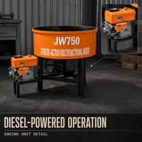 Malaxeur à ciment vertical JW750 Diesel 750L à bouche plate pour sable et travaux de construction