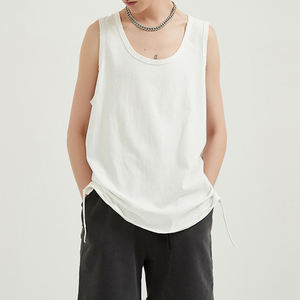 Gilet di cotone per gli uomini gilet di cotone estivo stile High Street per gli uomini <span class=keywords><strong>bianco</strong></span> cotone Unisex senza maniche senza maniche gilet strappato - Product Image 4