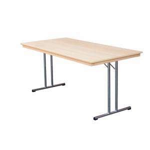 Tavolo Pieghevole Decorazione Faggio, Grigio Argento Doppio T, 110x70x74 cm - Product Image 1