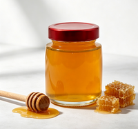 Pot en verre incurvé de qualité alimentaire avec couvercle métallique rouge hermétique pour miel, gelée, confiture, emballage cadeau OEM