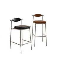 Tabouret de bar haut dossier en fer forgé et acier inoxydable avec repose-pieds, usage commercial pour salons de thé, maison, style moderne, luxe léger, Bauhaus