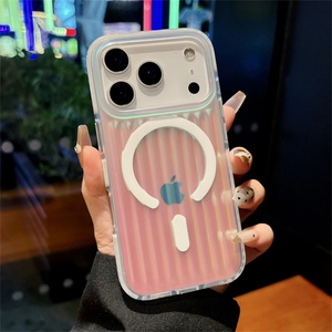Corrugated Frosted Aurora Shockproof Magnetic Phone Case Cover for iPhone 17 Pro Max 13 14 15 16 Air High End <b>Wireless</b> Charging - Product Image 6