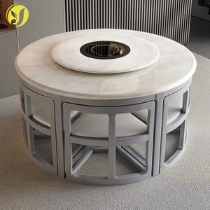 Set da Pranzo Deluxe, <span class=keywords><strong>Tavolo</strong></span> Decorativo in Ceramica Bianca per Sala da Pranzo, <span class=keywords><strong>Tavolo</strong></span> Allungabile con <span class=keywords><strong>Sedie</strong></span> - Product Image 1