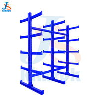 Étagère Cantilever Mobile Robuste à 4 Niveaux en Métal pour Stockage en Entrepôt avec Roulettes