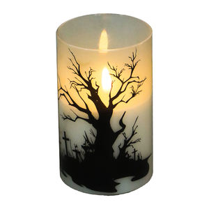 Groothandel Custom Plastic Witte Shell Kernkop Echte <span class=keywords><strong>Wax</strong></span> Elektronische Kaarsdruk Met Patroon Van Skelethanden/Bomen/Vleermuishuis - Product Image 6