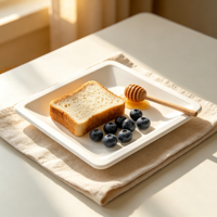 Assiette jetable carrée en bagasse de canne à sucre, résistante à l'huile, compostable, pour aliments chauds