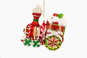 Zhengtian 크리스마스 이브 파티 장식 고급 빈티지 실내 유리 사탕 반짝이 기차 빨간 머리 모양 상자 포장 가정 사용 - Product Image 2