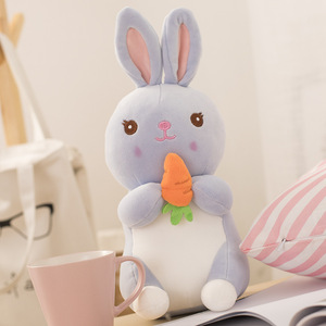 Conejito Morado de Peluche, Juguete de Ganchillo de Algodón Suave, Juguetes de Animales de Pascua, Muñeco de Conejo Grande de Orejas Largas con Zanahoria para Bebés - Product Image 3
