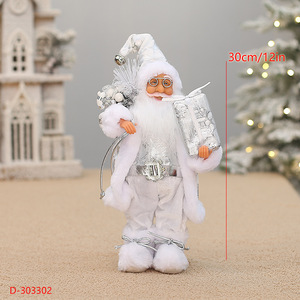 30cm Standing Santa Claus Doll Cute <b>Christmas</b> Figurine with Glasses <b>Christmas</b> Ornament for Holiday Home Decor - Product Image 2