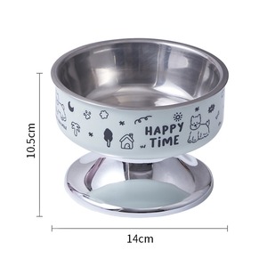 ชามสแตนเลสทรงสูง - ชามอาหารสัตว์เลี้ยงปากกว้างป้องกันคราบดำ - Product Image 1