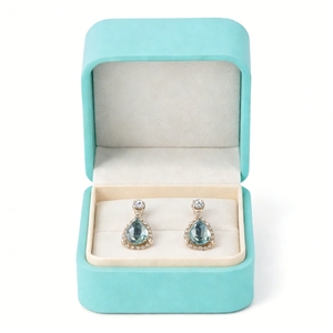 Boîte à boucles d'oreilles haut de gamme en cuir PU avec couvercle rabattable, insert en papier, logo personnalisé sérigraphié, vente en gros - Product Image 6