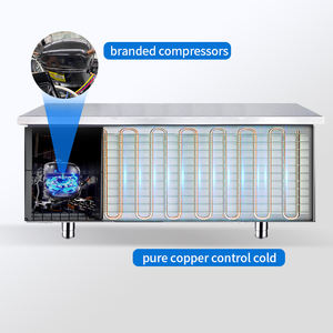 Banco de trabajo de cocina comercial de acero inoxidable de dos puertas de 1,8 m, enfriador bajo encimera, <span class=keywords><strong>congelador</strong></span>, refrigerador, mesa de trabajo, <span class=keywords><strong>nevera</strong></span> - Product Image 3