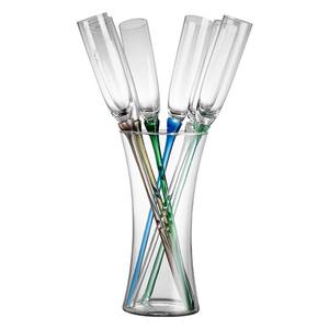 Vente en gros de gobelets de jus de champagne de plage en cristal faits à la main avec tige et vase colorés ensemble de flûtes à champagne - Product Image 6