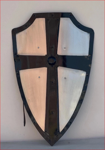 Escudo Cruzado Medieval, Decoración de Pared Metálica, Diseño de Cruz de Hierro Plateada, para Decoración del Hogar en Halloween - Product Image 4