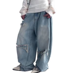 กางเกงยีนส์เดนิมทรงหลวมสไตล์วายทูเค แต่งลูกไม้ขาดๆ แบบโอเวอร์ไซส์ ทรงบอยเฟรนด์ สำหรับผู้หญิง ขายส่ง - Product Image 3