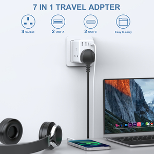 Adattatore da viaggio in 3 modi da UK a europa con 2USB e 2USB-C con standard di sicurezza per Germany francia spagna portogal Iceland Greece - Product Image 4