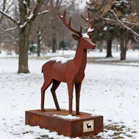 Statue de cerf en acier corten grand format, résistante au gel, avec patine de rouille accélérée, pour jardin froid