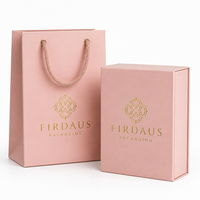 Coffret Cadeau de Luxe Rose Poudré avec Tiroir et Sac de Shopping, Logo Personnalisé, Emballage Rigide pour Parfum OEM, Fermeture Magnétique