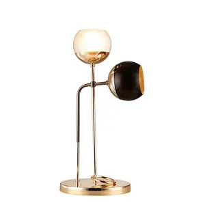 Luxus moderne amerikanische Metall Schlafzimmer Wohnzimmer Glas schwarz und Gold europäische Tisch lampen Wohnkultur für Studie Home Decoration