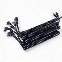 Câble Ethernet personnalisé à 8 cœurs en cuivre pur, avec connecteur RJ45 coudé à 90 degrés, câble réseau spiralé rétractable
