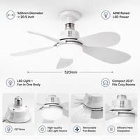 Ventilateur de plafond avec télécommande, 6 pales, 3 vitesses, lumière à intensité variable, LED 40W, 20,5 pouces, blanc, moderne, mini, pour chambre à coucher, salon, salle à manger