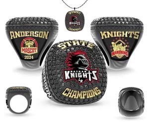 Anillo de Campeonato Personalizado con Incrustaciones de Cristal/Pedrería, Chapado en Oro Rosa, Forma de Corazón, para Fútbol y Voleibol - Product Image 4